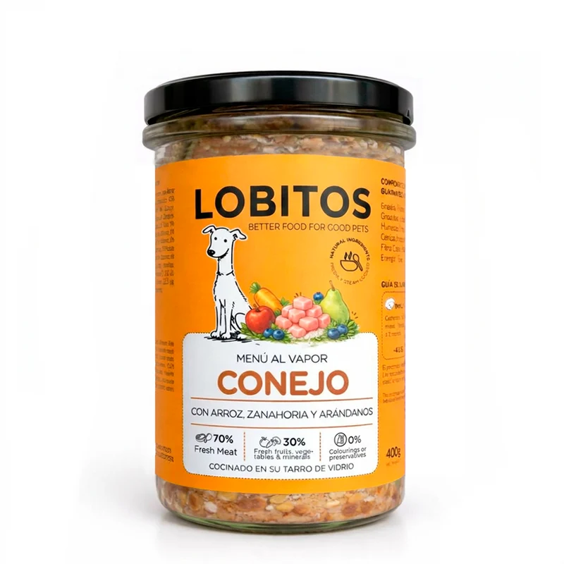 LOBITOS Menú al Vapor de Conejo 400g