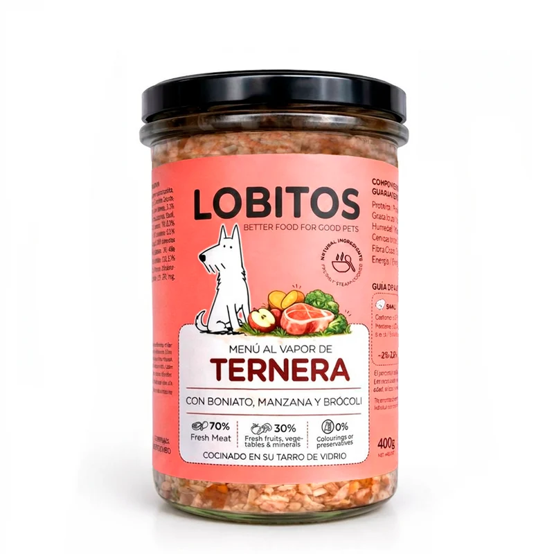 LOBITOS Menú al Vapor de Ternera 400g