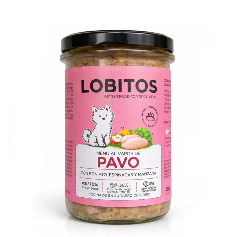 LOBITOS Menú al Vapor de Pavo 400g