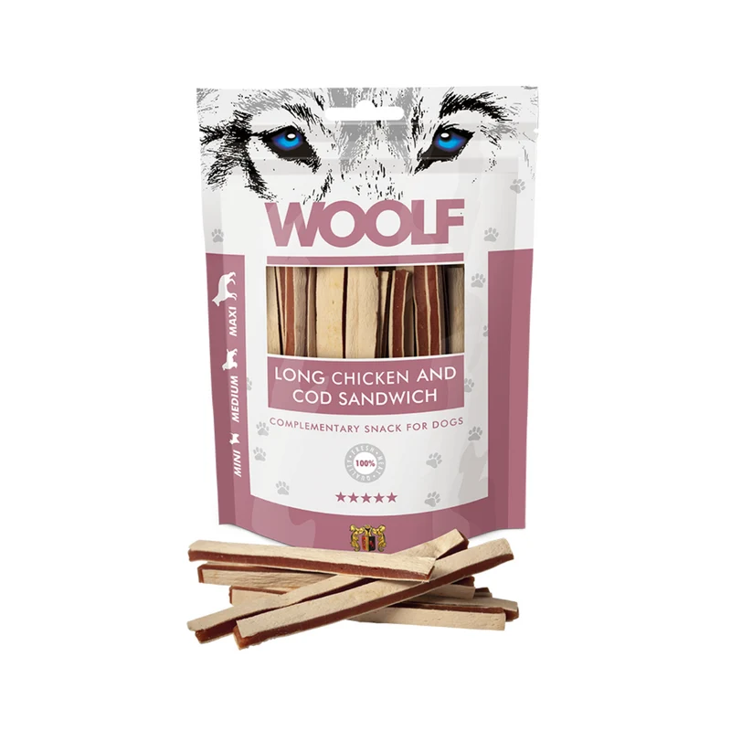 Woolf Soft Chicken&Cod Sandwich Long 100g