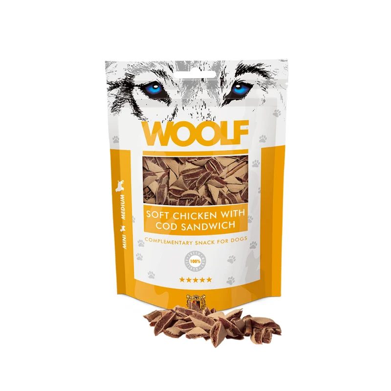Woolf Soft Chicken&Cod Sandwich Triangle 100g