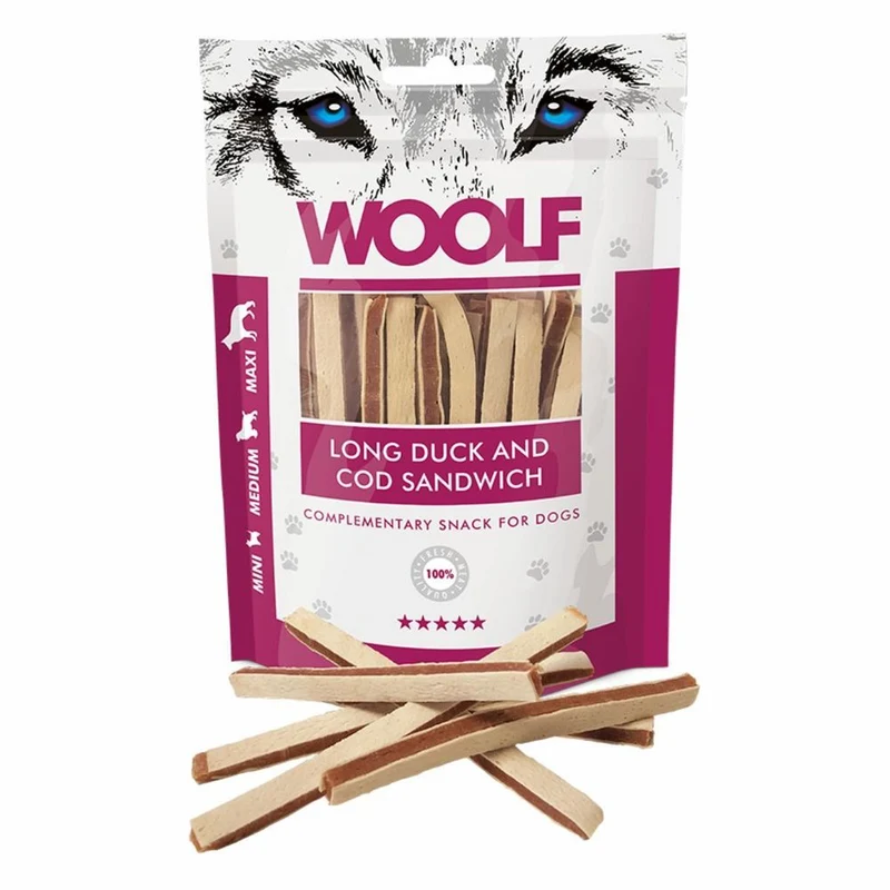 Woolf Soft Long Duck&Cod Sandwich 100g
