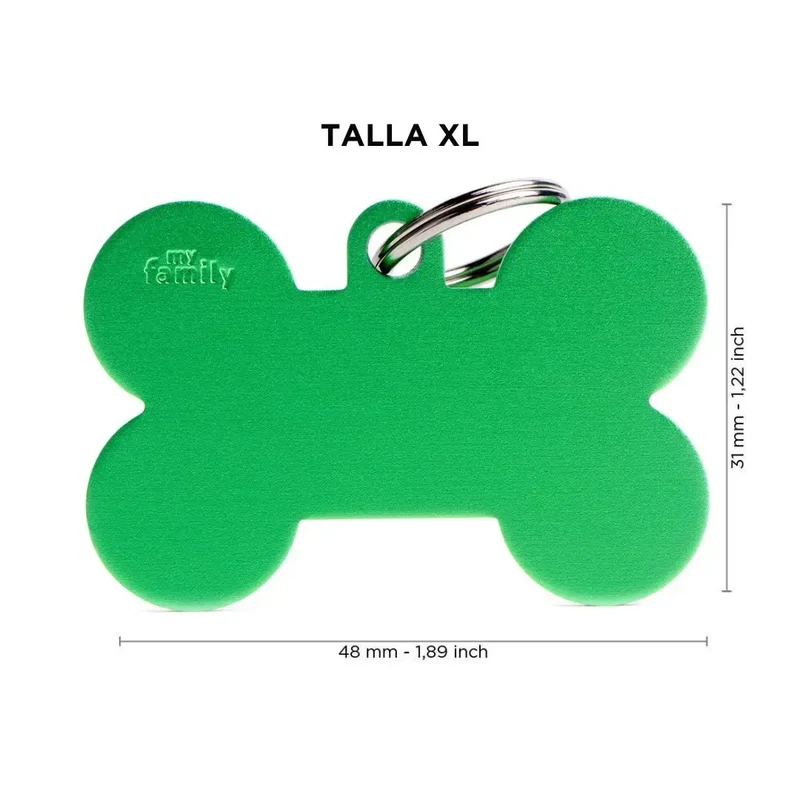 Placa Identificativa MyFamily Basic Hueso Aluminio verde