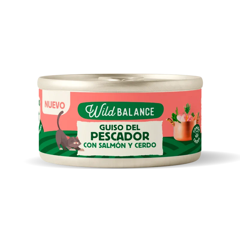 WildBalance Cat lata Guiso del Pescador con Salmón y Cerdo 80g