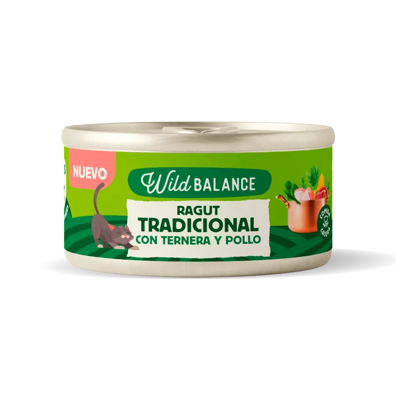 WildBalance Cat lata Ragut Tradicional de Ternera y Pollo 80g