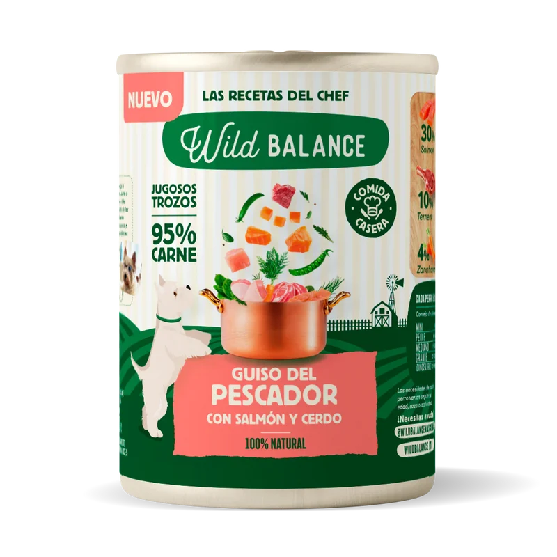 WildBalance Dog lata Guiso del Pescador con Salmón y Cerdo 400g