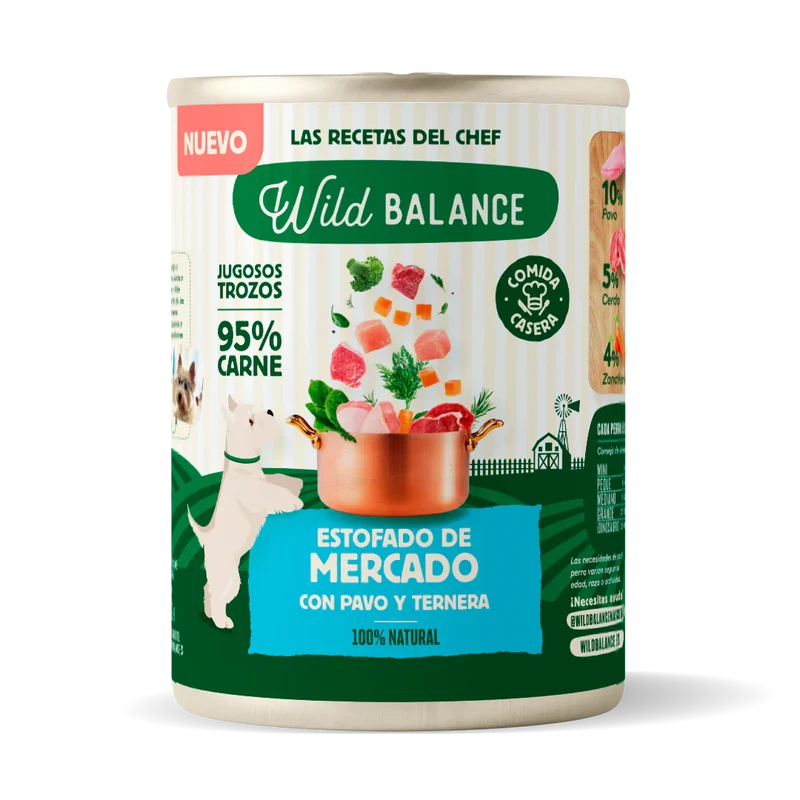 WildBalance Dog lata Estofado de Mercado con Pavo y Ternera 400g