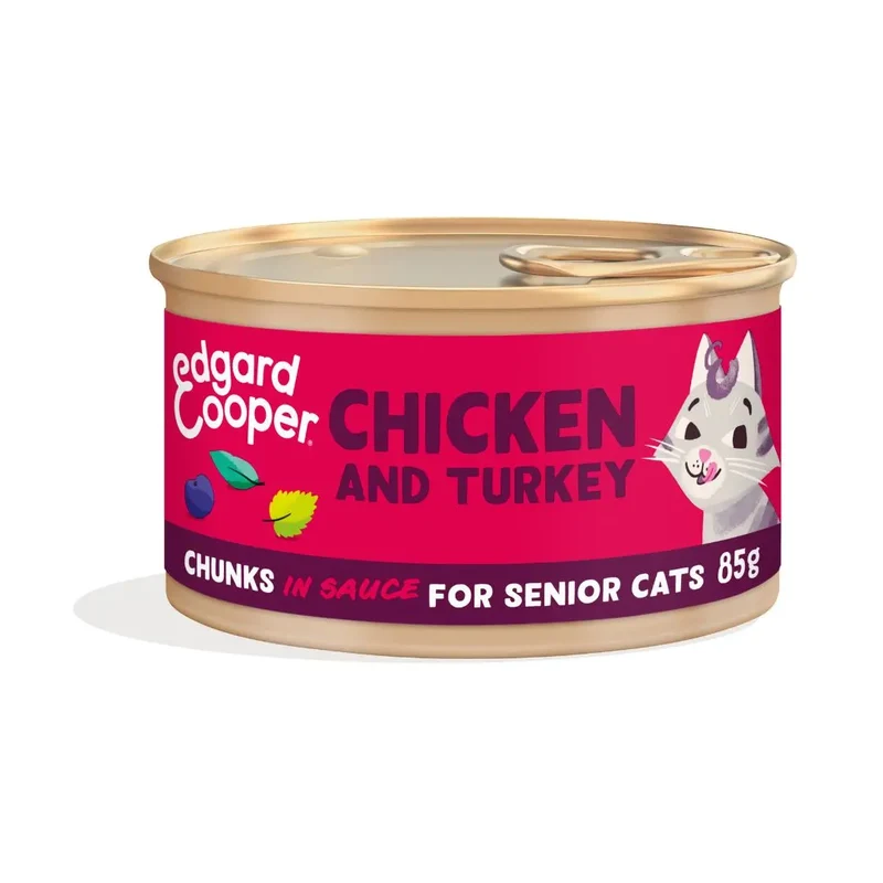 Edgard & Cooper Cat Senior Trocitos en Salsa Pollo y Pavo de Corral 85g