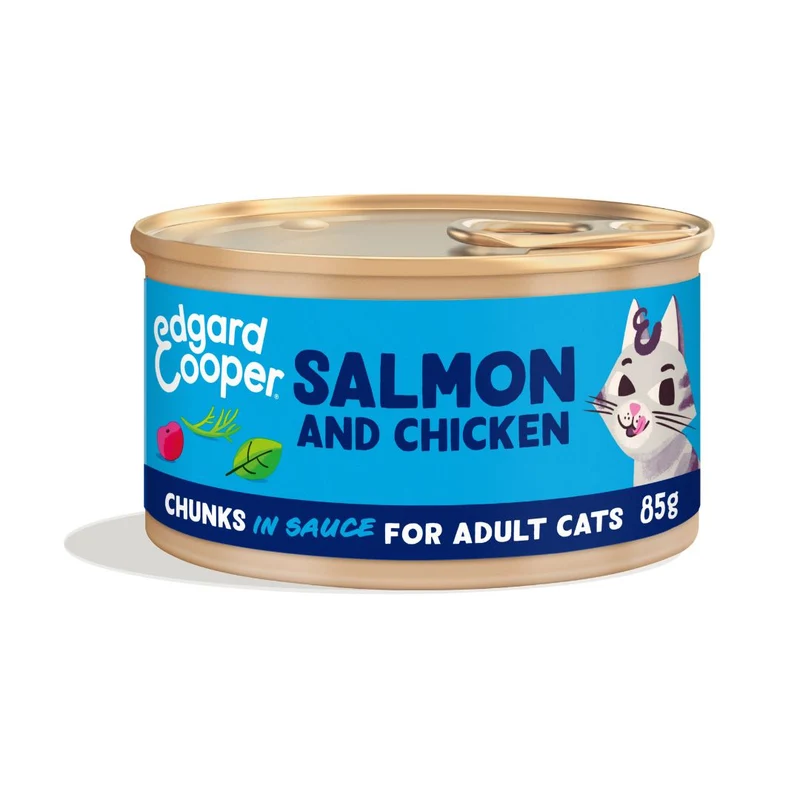 Edgard & Cooper Cat Trocitos en Salsa Salmón y Pollo de Corral 85g