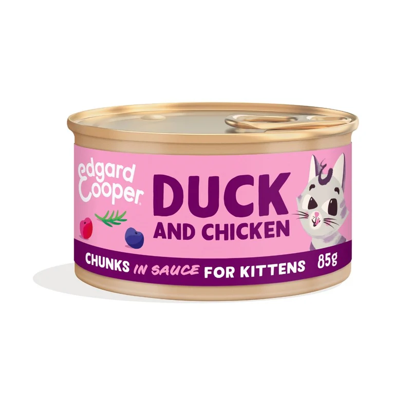 Edgard & Cooper Kitten Trocitos en Salsa Pato y Pollo de Corral 85g