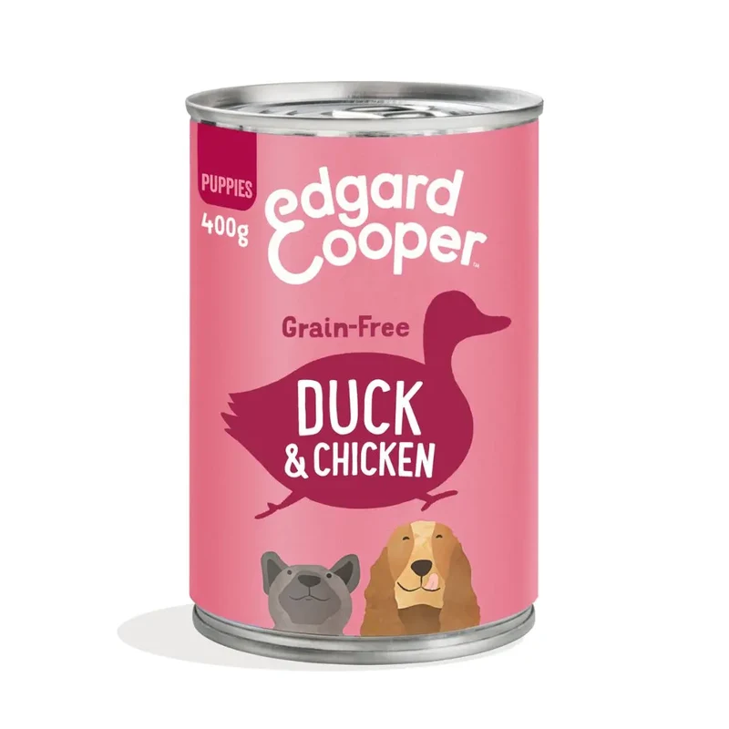 Edgard & Cooper Dog Puppy lata Pato y Pollo 400g