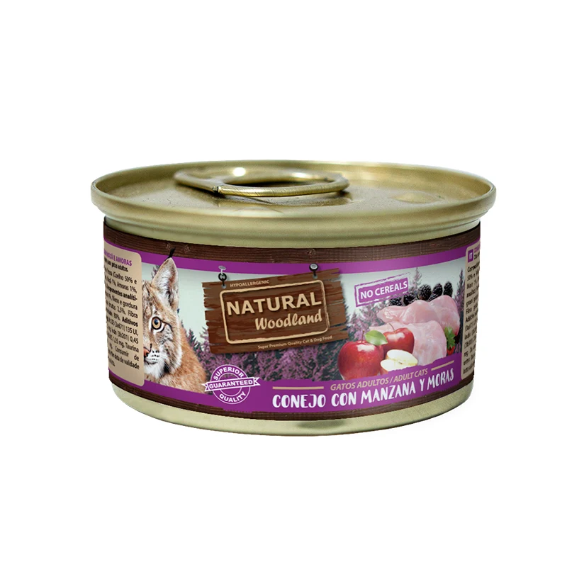 Natural Woodland Cat Conejo con Manzana y Mora 85g