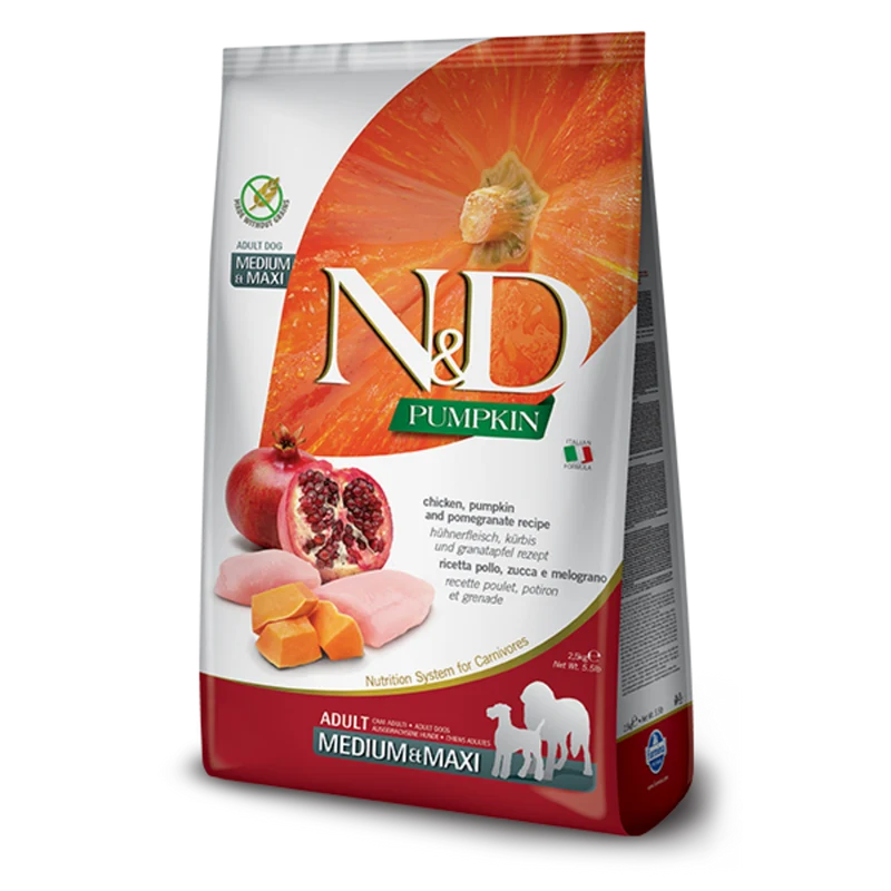 Farmina N&D Grain-Free Pollo, Calabaza y Granada Alimento Seco para Perros 2,5Kg