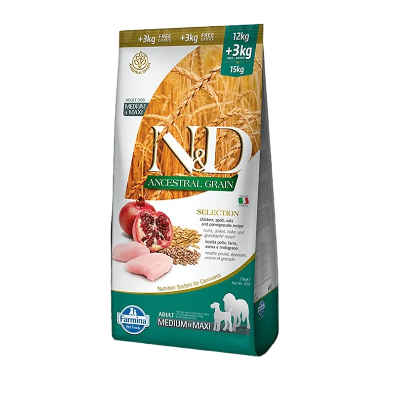 Farmina N&D Ancestral Grain Selection Pollo y Granada Comida Seca para Perros Adultos 15kg