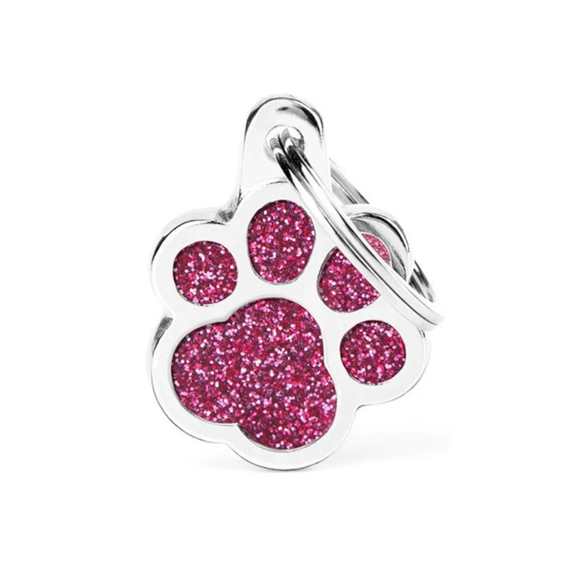 Placa Identificativa MyFamily Shine "Pata Rosa con Purpurina"