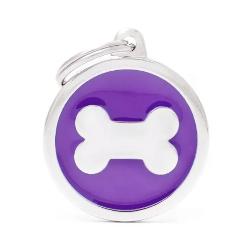 Placa Identificativa MyFamily Classic Círculo Grande Morado Hueso