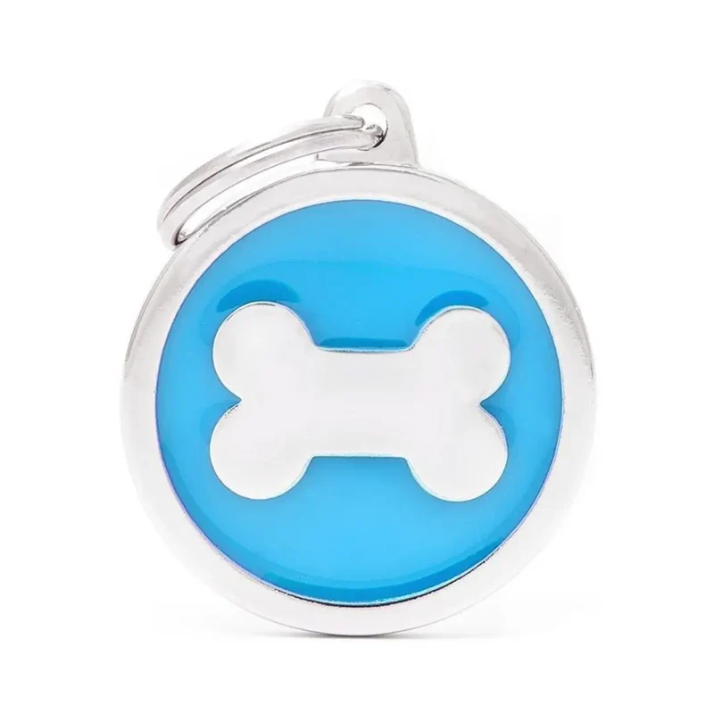 Placa Identificativa MyFamily Classic Círculo Grande Azul Claro Hueso