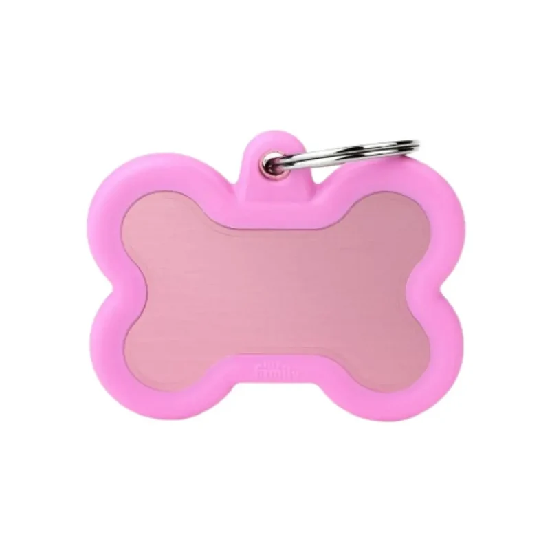 Placa Identificativa MyFamily Hushtag Hueso en Aluminio Rosa Goma Rosa