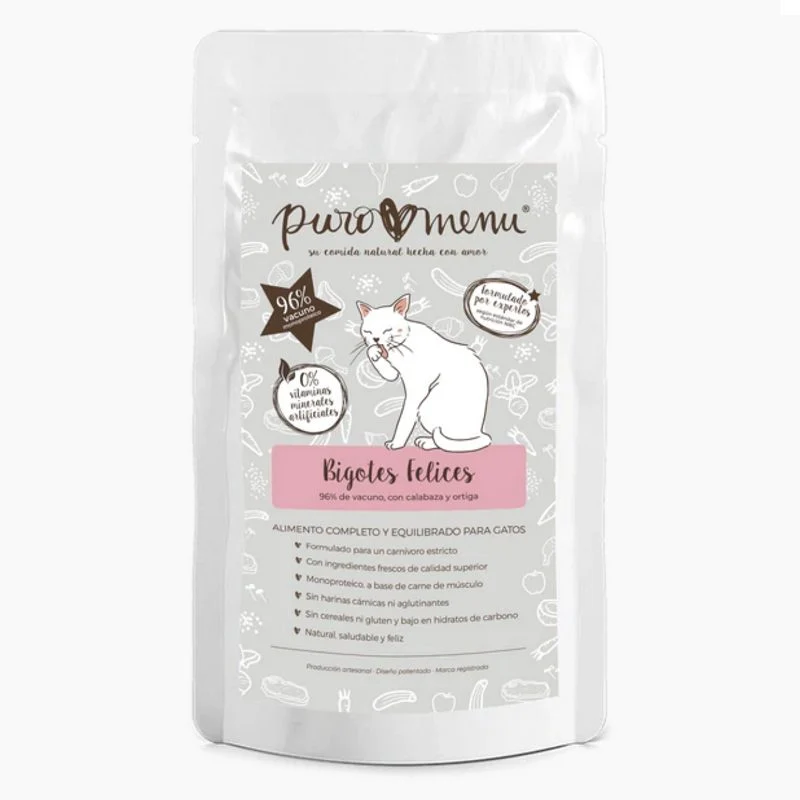 Puromenu Cat Pouch - Bigotes Felices (vacuno BIO) 100g