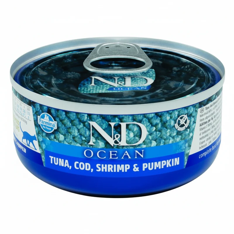 Farmina N&D Ocean Atún, Bacalao y Calabaza Alimento Húmedo 70g x 24 unidades