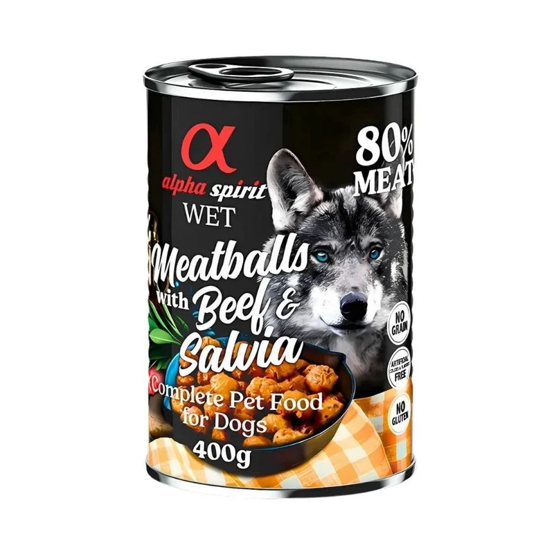 Alpha Spirit Albondigas Buey Salvia Comida Húmeda para Perros 400g