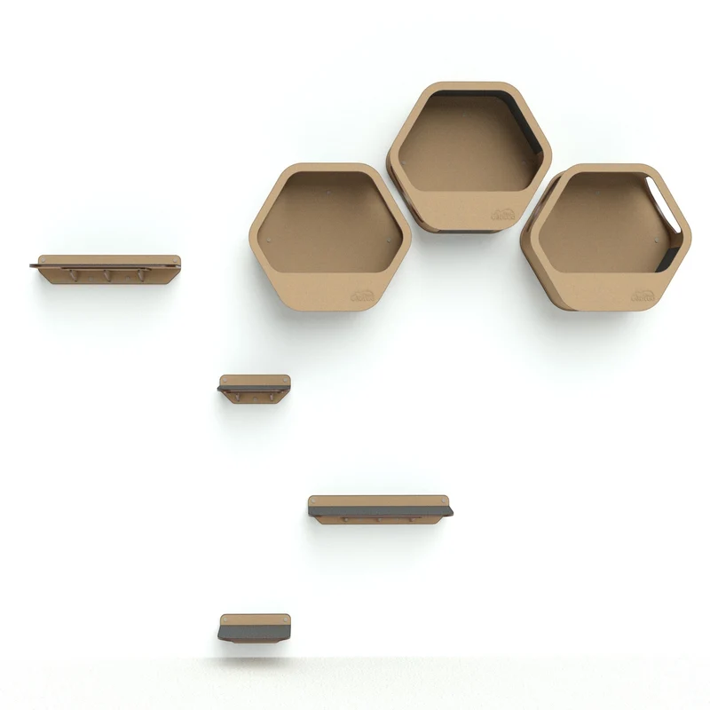 Gimnasio para Gatos de Pared COMBO C — Set Completo Madera MDF