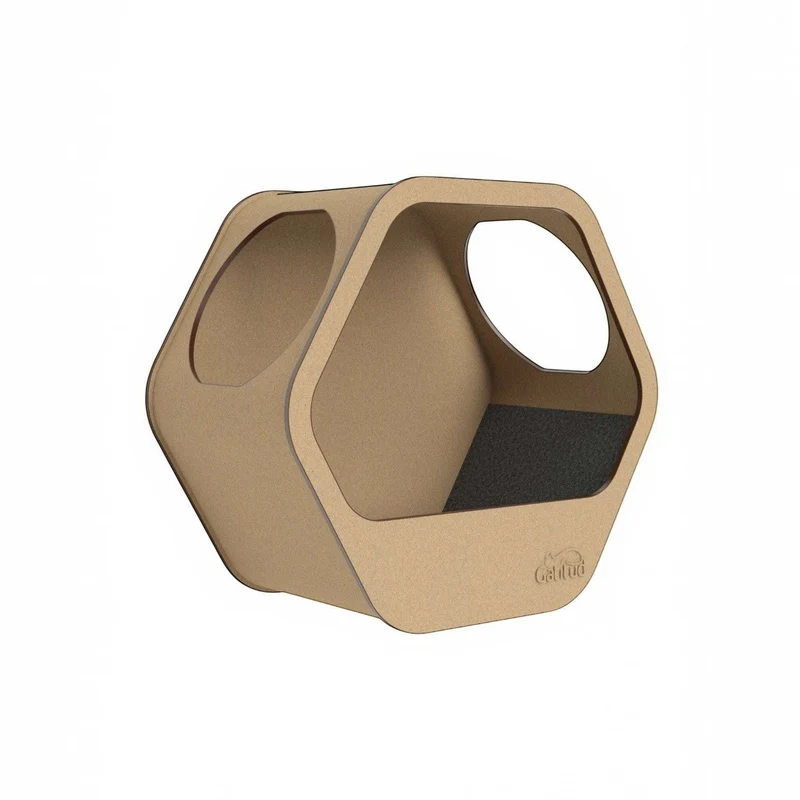 Cueva A Hexagonal para Gatos — Fijación a Pared Madera MDF