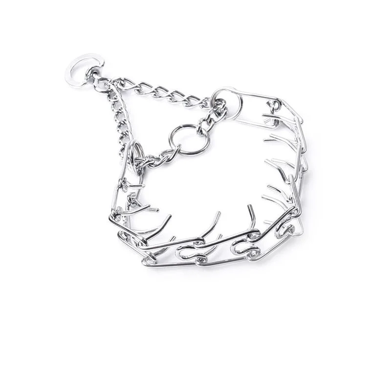 Collar de acero cromado con doble fila de pasadores – Collar BDSM