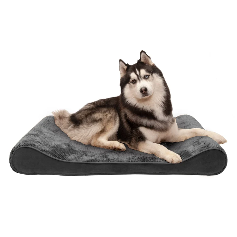 Luxe Lounger Contour Dog Bed - Minky Plush & Velvet