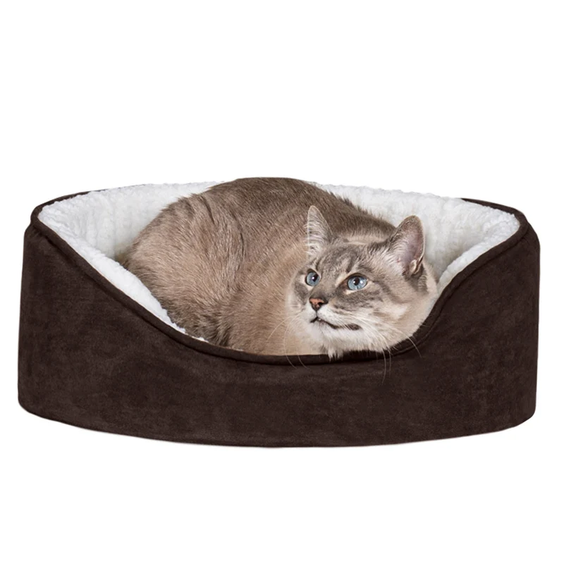 Oval Dog Bed - Faux Sheepskin & Suede