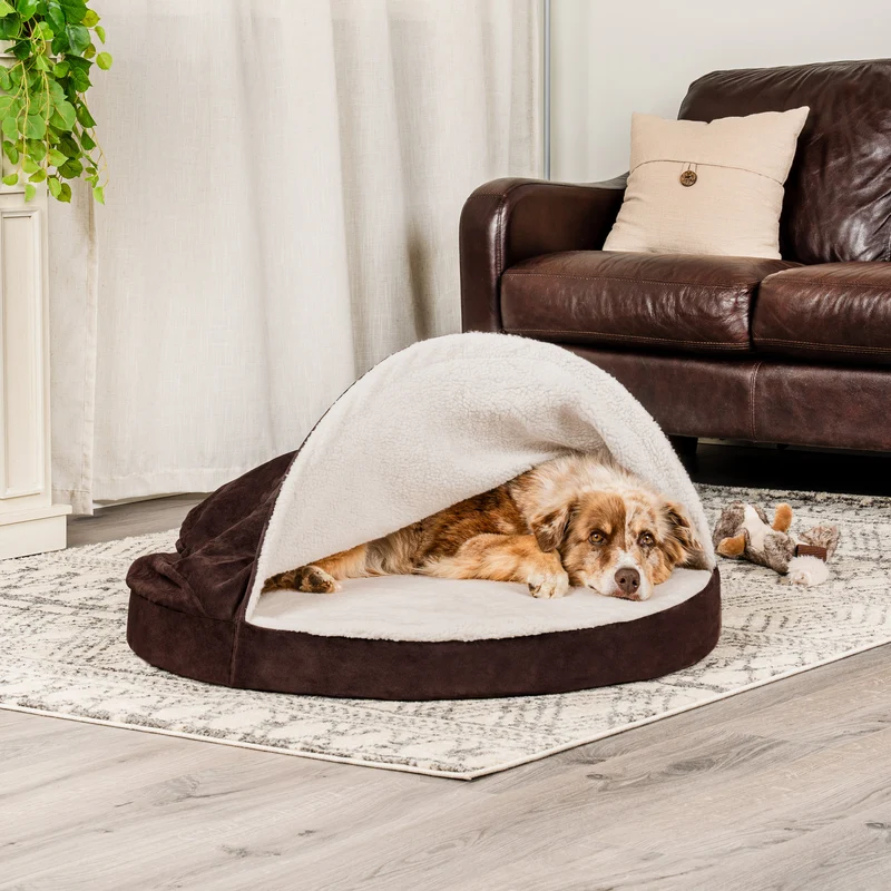 Snuggery Burrow Dog Bed - Faux Sheepskin
