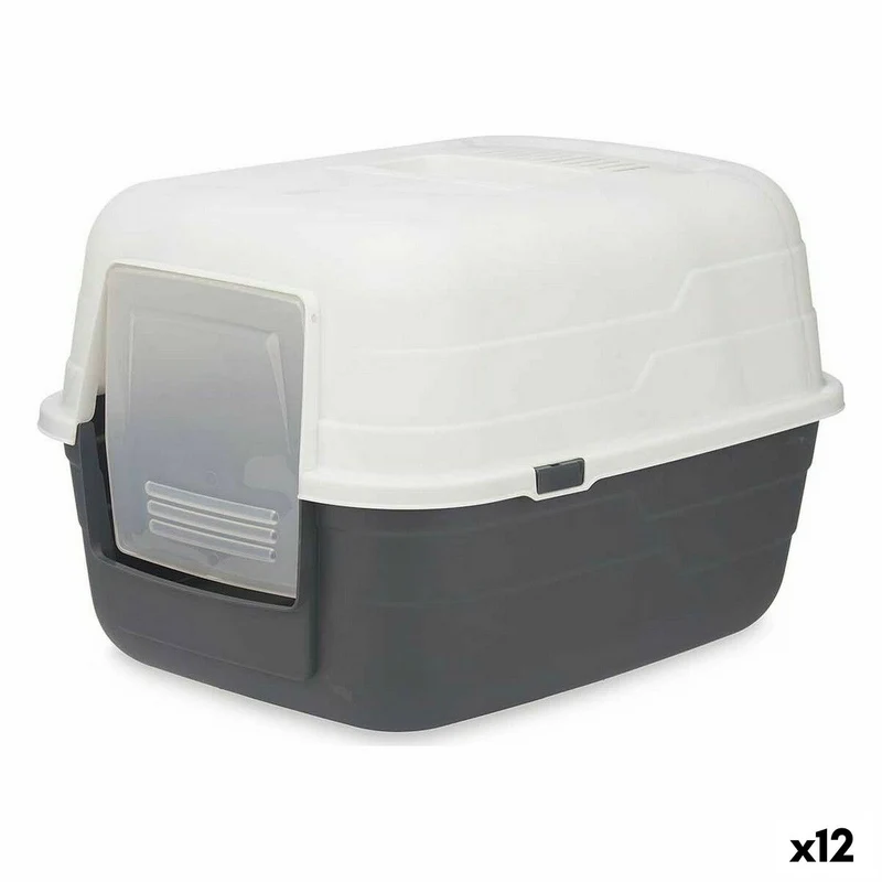 Cat Litter Box Mascow Grey Anthracite Plastic 48 x 32 x 38 cm (12 Units)