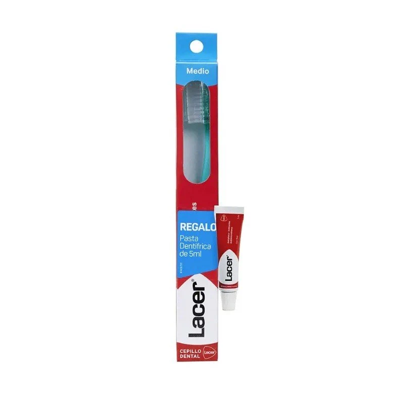 LACER Cepillo Dental Medio + Pasta Dentífrica 5ml de REGALO