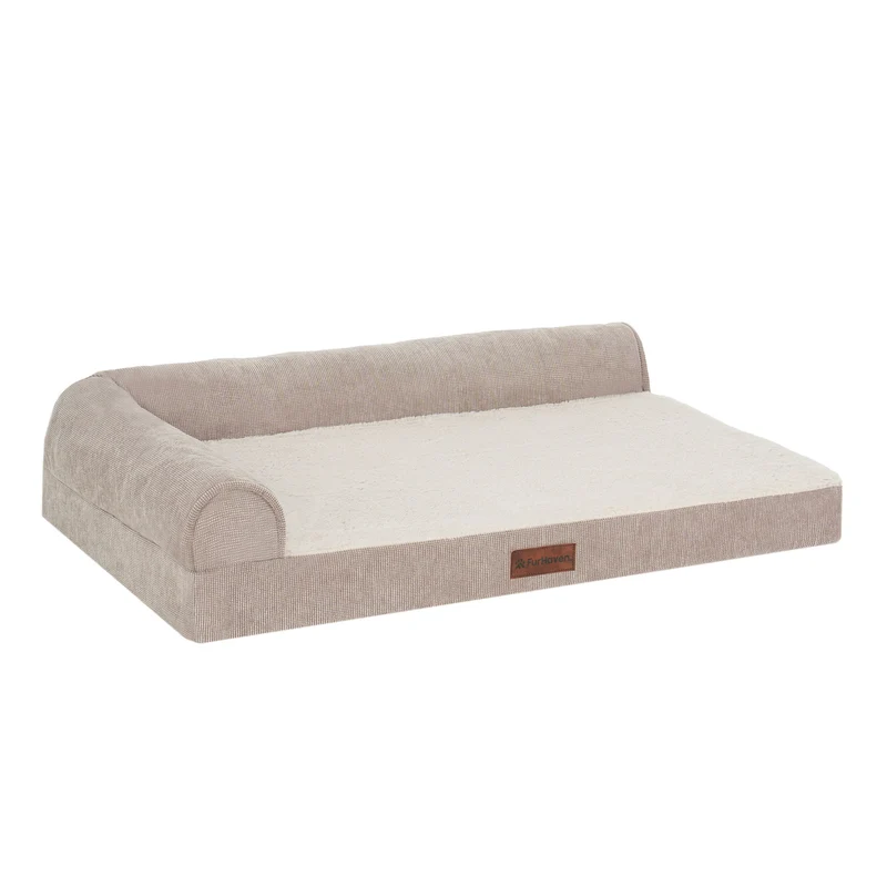 Plush & Grid Cord Deluxe L-Chaise Pet Bed