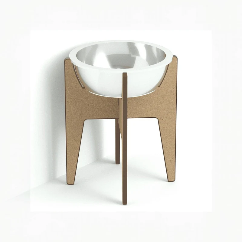 Comedero Elevado ROCKET Individual para Gatos — Madera Ecológica