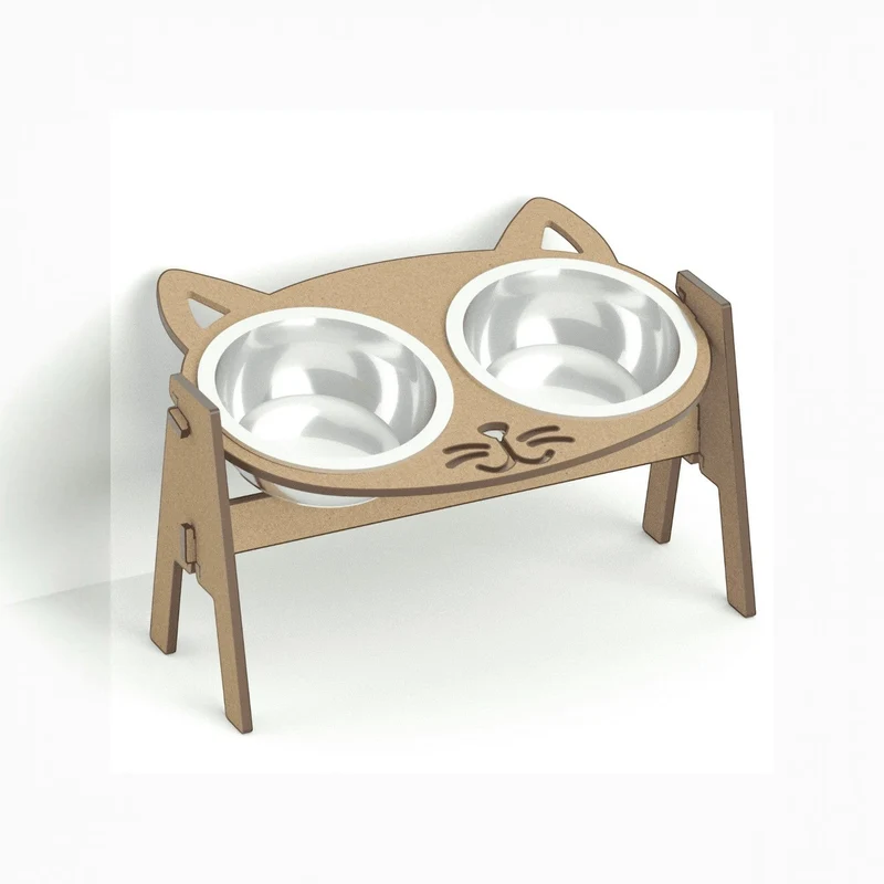 Comedero Elevado Doble para Gatos — Diseño Cara Felina Colombia