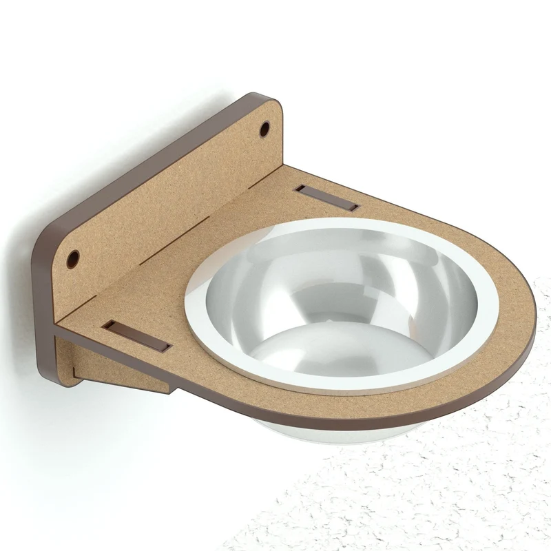 Comedero de Pared Individual para Gatos — Madera MDF Colombia