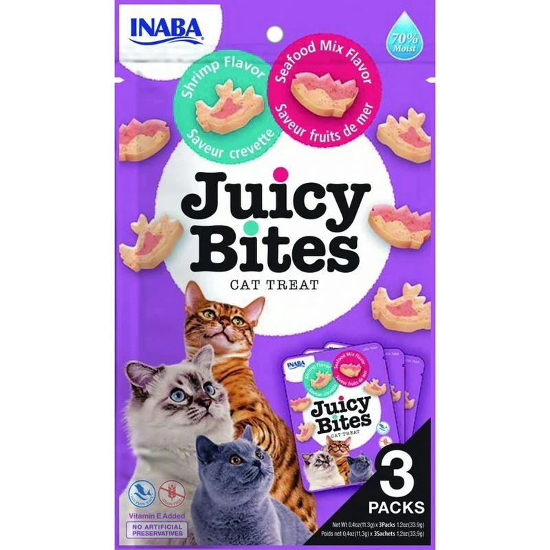 Snack for Cats Inaba Juicy Bites Chicken Fish Prawns Seafood 3 x 11,3 g
