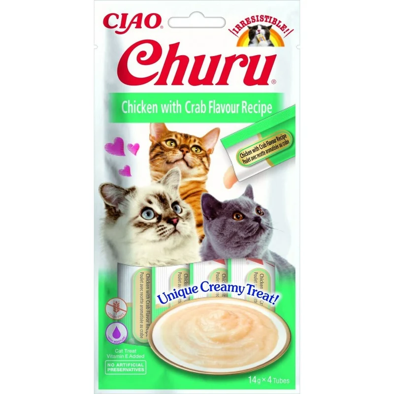 Snack for Cats Inaba Churu Chicken Seafood Crab 4 x 14 g