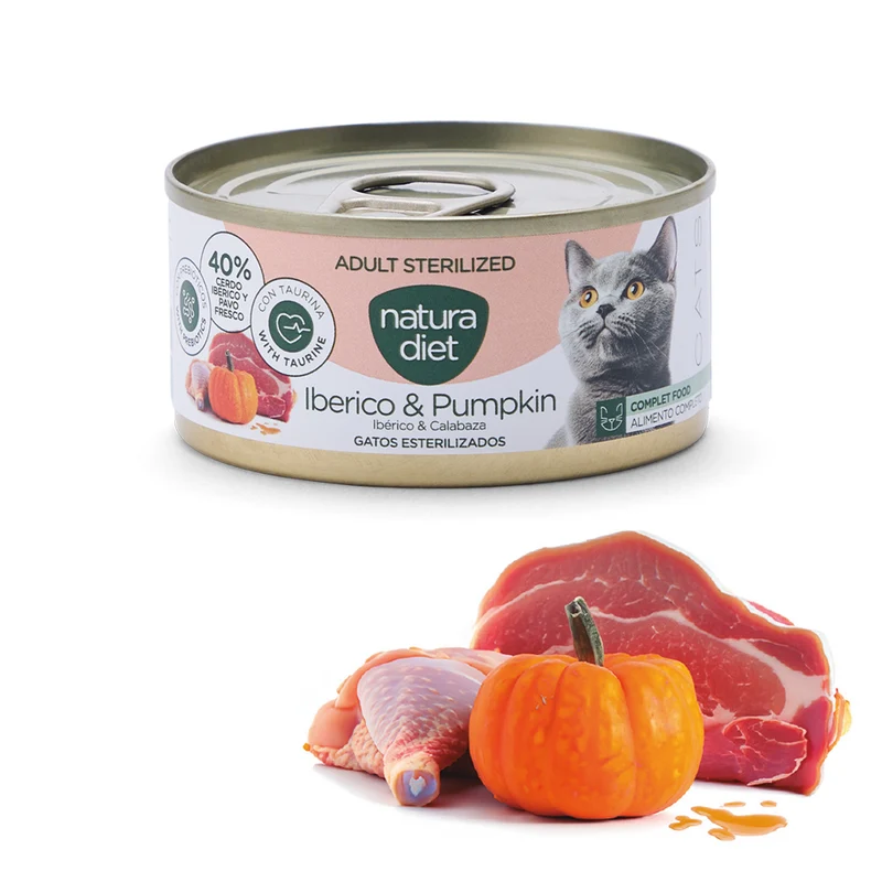 Natura Diet Cat Paté Adult Sterilized Ibérico & Pumpkin 24 x 85g