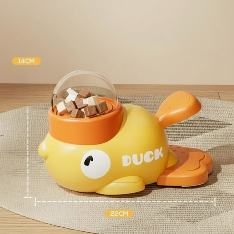 Dispensador De Premios Comedero de alimentación Lenta Pato Interactivo Para Mascotas 22x12x14cm.