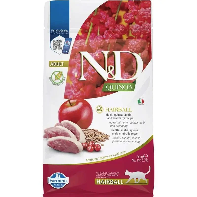 Farmina N&D Quinoa Hairball Pato Alimento Seco 300gr