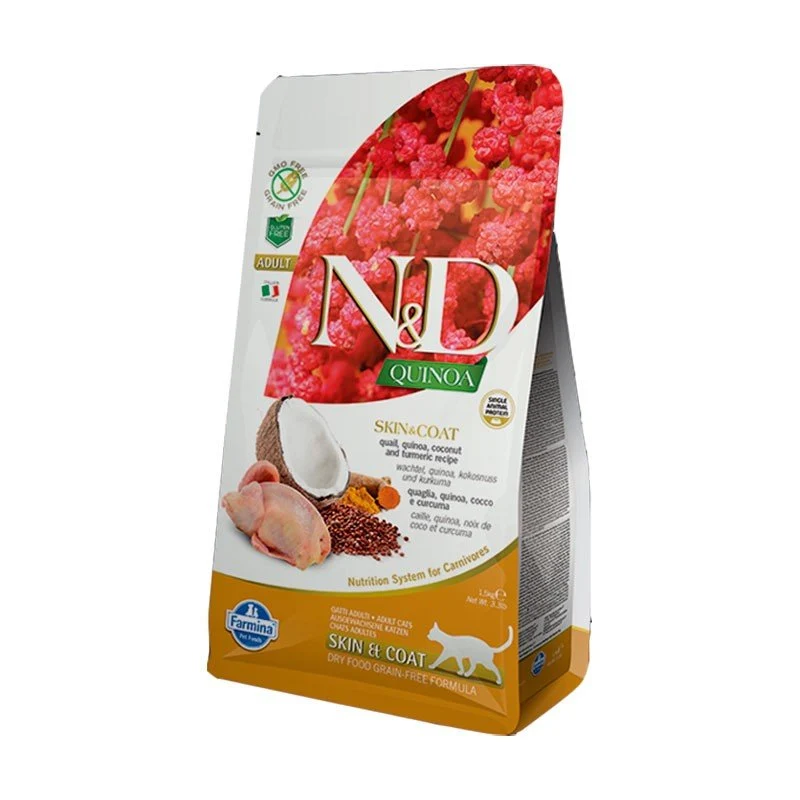 Farmina N&D Quinoa Skin & Coat Alimento Hipoalergénico para Gatos (Codorniz) 5kg
