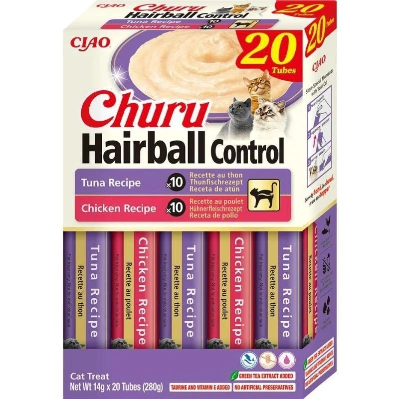 Churu Cat Variedades Hair Ball Control Snack Húmedo 20 uds