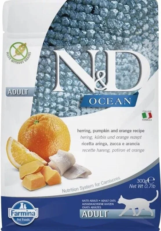 Farmina N&D Arenque, Calabaza & Naranja Karmas secas 300g