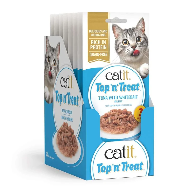Catit | Top 'N' Treat - Atún con Shirasu (10 paquetes de 3x60g)