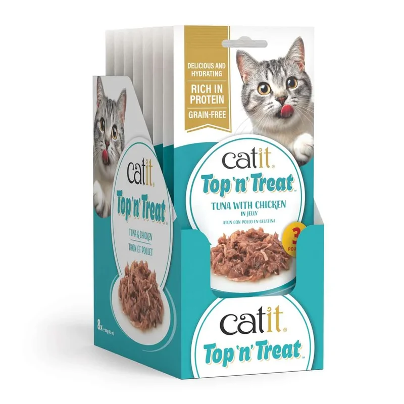 Catit | Top 'N' Treat - Atún con Pollo (10 paquetes de 3x60g)