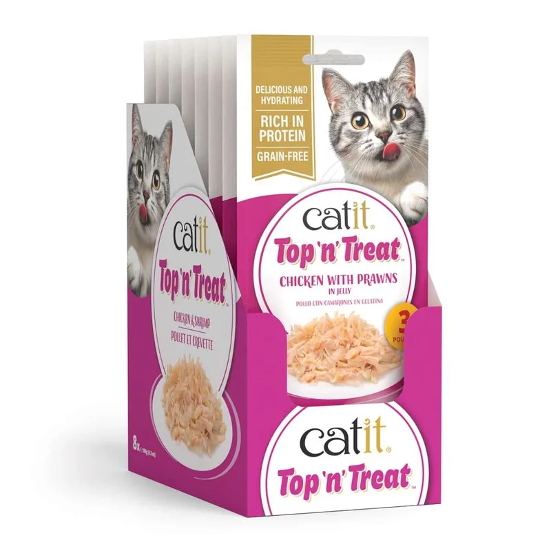 Catit | Top 'N' Treat - Pollo con Gambas (10 paquetes de 3x60g)