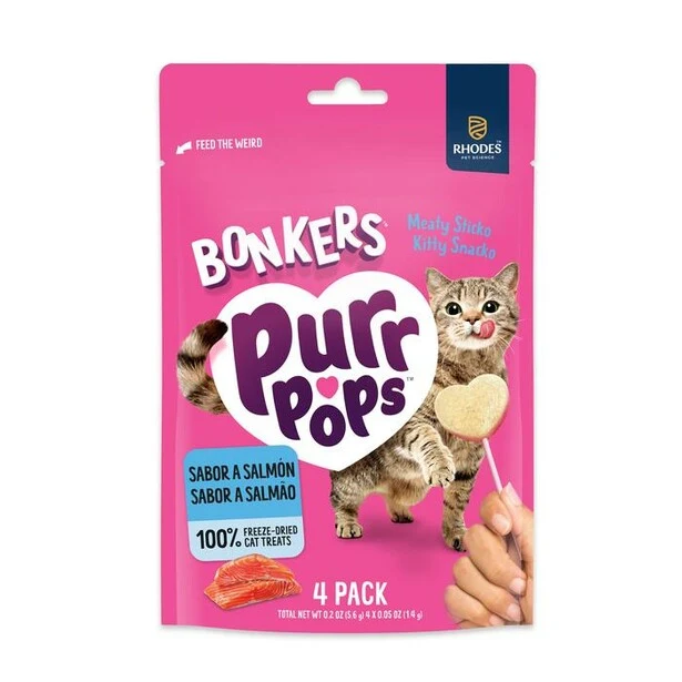 Bonkers | Purr Pops - Salmón | Piruleta de snack liofilizado (4x6g)