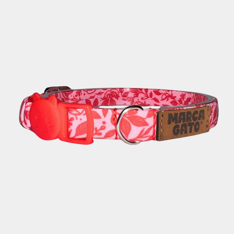 Collar Pink Cats and Roses